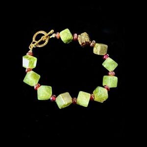 Vtg agate squares bracelet heart toggle clasp